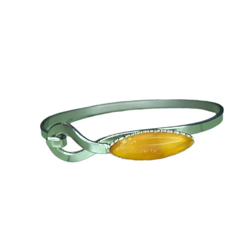 Baltic Amber Handcrafted Hook Bangle Bracelet - image 1